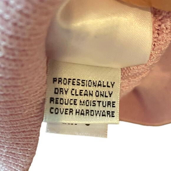 St. John By Marie Gray Sz M Soft Pink Wool Blend Logo Knit Resortwear Jacket - Picture 8 of 9
